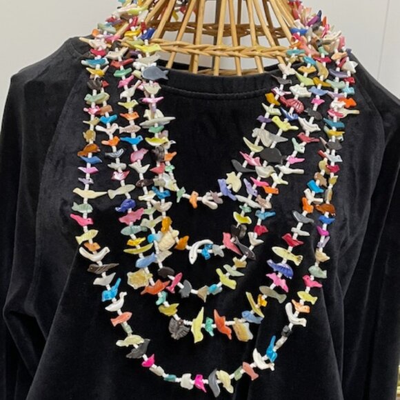 Vintage Native American five strand heishi and multi-color...